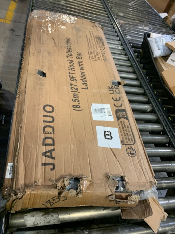 Photo 1 of JADDUO Telescoping Ladder,27.9 FT Extension Ladder,Aluminum Lightweight Telescopic Ladder with 2 Triangle Stabilizers, Telescoping Attic Ladders RV Ladders for Travel