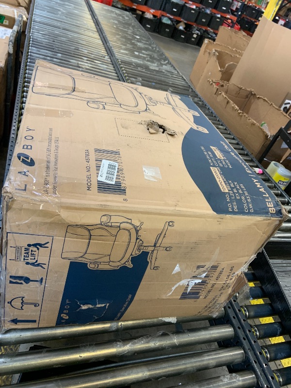 Photo 1 of La-Z-Boy® Bellamy Executive Office Chair with Memory Foam Cushions, Real Wood Arms and Swivel Base, Waterfall Seat Edge, Faux Bonded Leather, Black