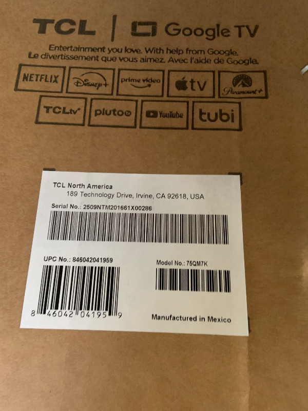 Photo 1 of TCL 75 Inch Class QM7K Series | Mini LED QLED 4K HDR | 75QM7K, 2025 Model | 120HZ-144HZ Anti Reflective Screen Smart Google TV Dolby Atmos Onkyo Audio | Voice Remote Alexa Gaming Streaming Television