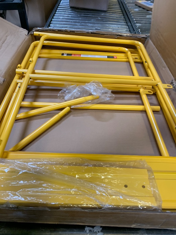 Photo 1 of VEVOR 6 Foot Scaffolding Safety Guardrail, Rustproof Solid Carbon Steel Scaffold Guard Rail of 55.4 lbs Load Capacity, Baker Style Metal Guardrails Accessory System for Scaffolding Platform, Yellow