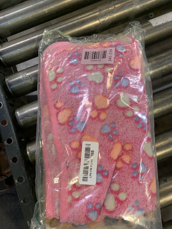 Photo 1 of 1 Pack 3 Blankets Super Soft Fluffy Premium Fleece Pet Blanket Flannel Paw Printed Throw for Dog Puppy Cat (Small 23x16'', Brown, Pink, White)