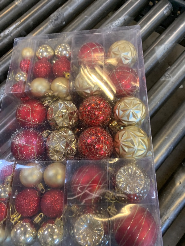 Photo 1 of 100ct Red and Gold Christmas Ornaments Set, Shatterproof Xmas Tree Ornaments Decorations Collection, Hanging Plastic Christmas Balls for Holiday Party Wedding (Red&Gold)