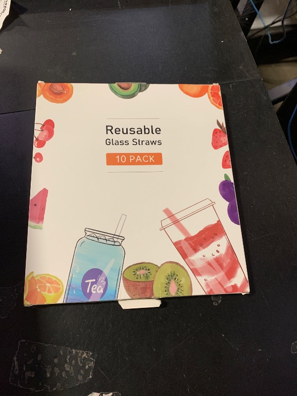Photo 1 of 10 Pcs Reusable Colorful Bent Glass Straws,Size 9''x10mm and 6''x10mm Cute Short Glass Straws Shatter Resistant with 2 Cleaner Brush for Beverages,Coffee,Juice,Cocktail,Teas