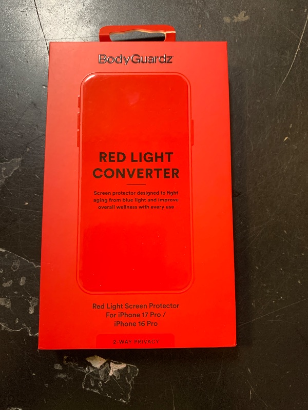 Photo 1 of BodyGuardz Red Light Privacy Converter Compatible with iPhone Devices Screen Protector - Impact Protection With Red Light Conversion - 2-way Privacy - 9H Hardness (for iPhone 17 Pro - 6.3 inch)
