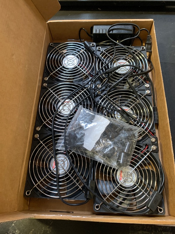 Photo 1 of Wathai 120mm x 6 Small Box Computer Fan with AC Plug Dual Ball with Variable Speed Controller for Server Rack, Greenhouse, Basement, Window Exhaust Cooling Ventilation
