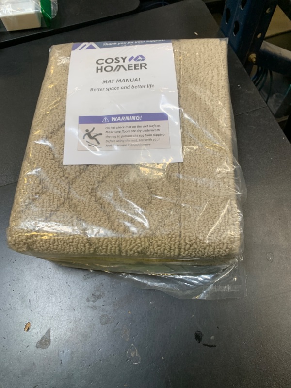 Photo 1 of COSY HOMEER 48x20 Inch/30X20 Inch Kitchen Rug Mats Made of 100% Polypropylene 2 Pieces Soft Kitchen Mat Specialized in Anti Slippery and Machine Washable for Home Kitchen,Beige