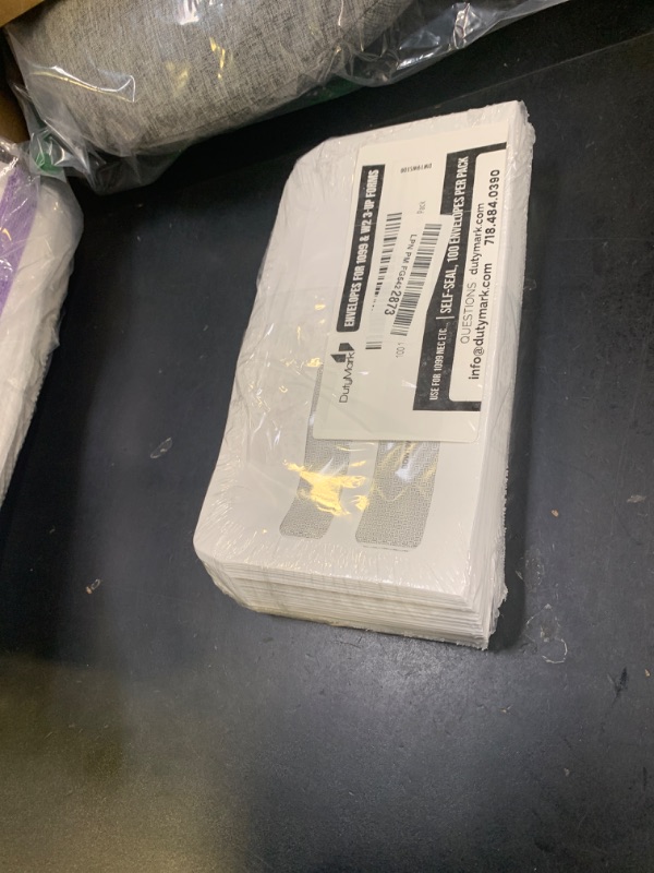 Photo 1 of 100 1099 NEC Tax Form Envelopes, Designed for Printed 1099 NEC Forms Self-Seal, Double-Window, Security Tinted, 100 Pack