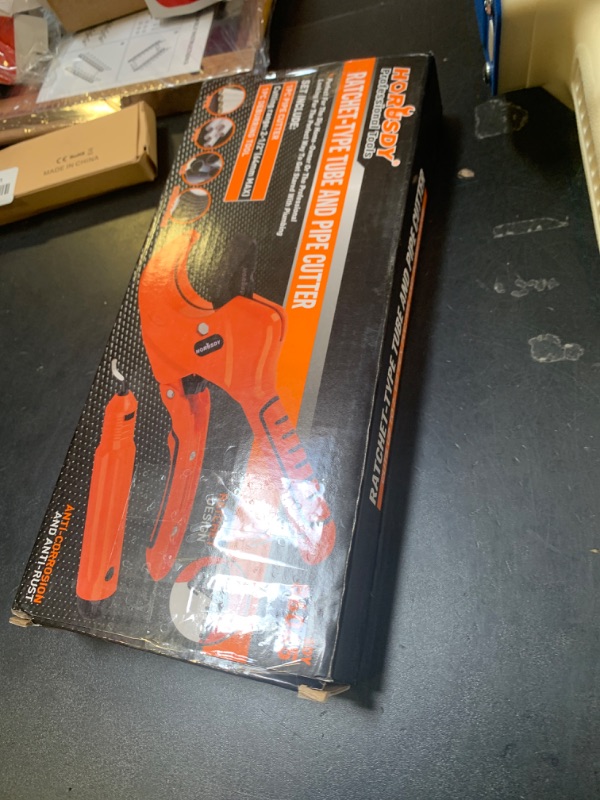 Photo 1 of HORUSDY 2-1/2" Ratchet PVC Pipe Cutter for PEX,PVC,PPR and Plastic Hoses, SK5 Steel Blades Ratcheting Pipe Cutter Tool for Home Repairs and Plumbers