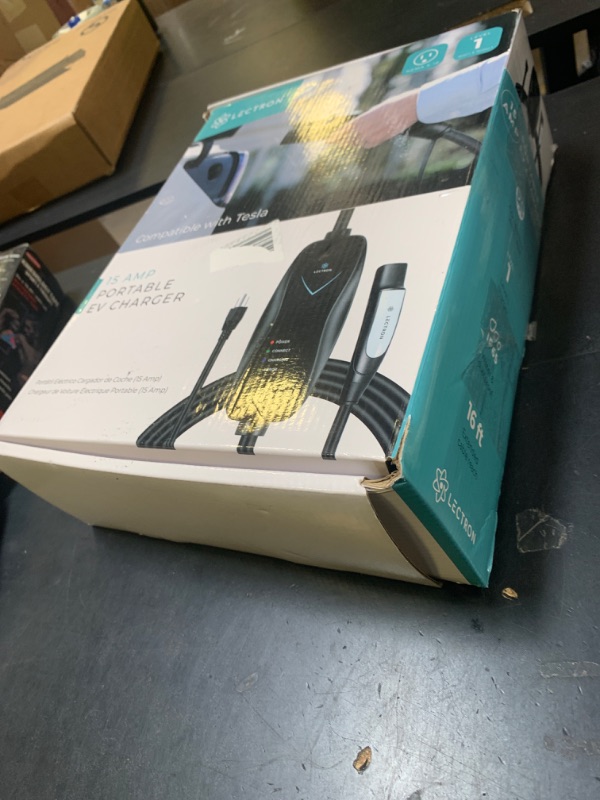 Photo 1 of Lectron Level 1 Tesla Charger - 110V, 15 Amp, NEMA 5-15 Plug, 16 ft Extension Cord - Portable Electric Car Charger for Tesla - Compatible with All Tesla Models X/Y/3/S