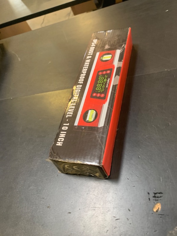 Photo 1 of 10-Inch Digital Torpedo Level and Protractor | Neodymium Magnets | Bright LED Display | V-GROOVE MAGNETIC BASE | IP54 Dust/Water Resistant smart level with Carrying Bag