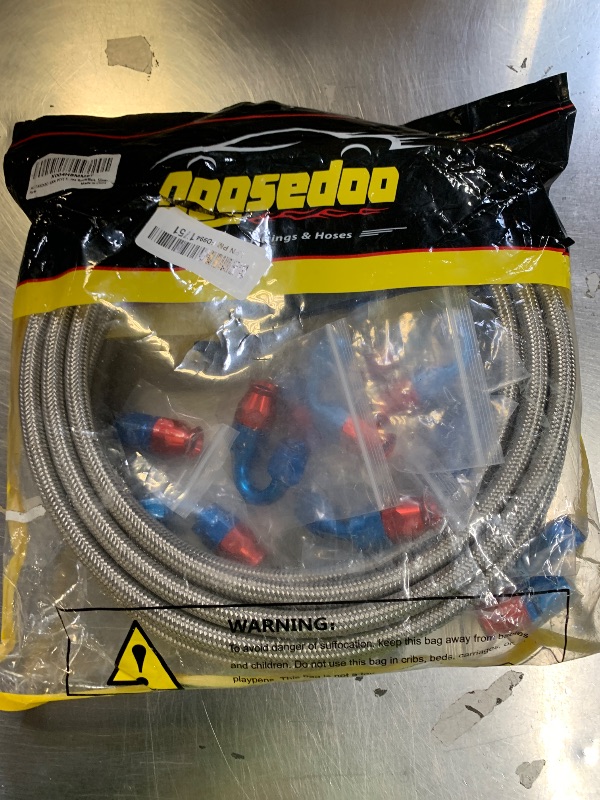 Photo 1 of AOOSEDOO 6AN 20FT PTFE Fuel Line Kit AN6 E85 Stainless Steel Braided Fuel Injection Hose with PTFE Hose-end Fitting and Adapters (20FT Silver)