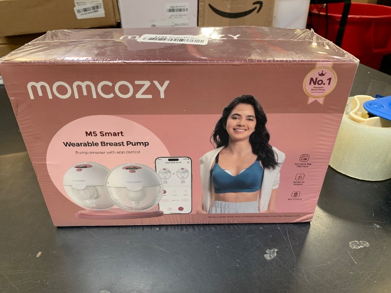 Photo 1 of Momcozy M5 Smart APP Controlled Wearable Breast Pump, Hands-Free Wireless Electric Pump, 3 Modes 9 Suction Levels, BPA-Free, Portable Lightweight, 24mm Flange, 2-Pack Cozy Red // FACTORY SEALED