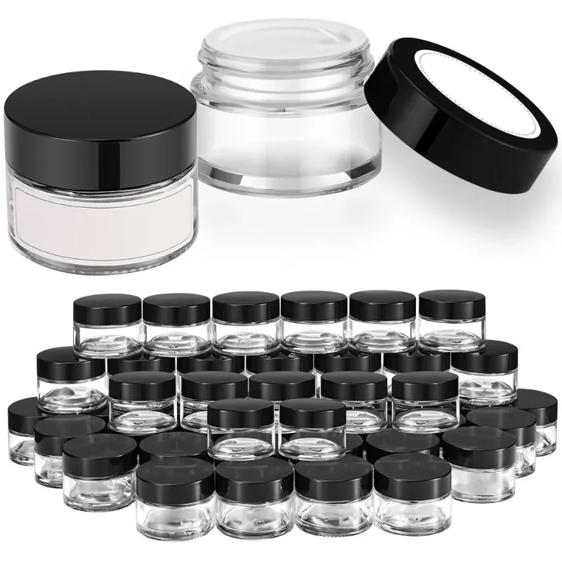 Photo 1 of  Clear Round Glass Jar Cosmetic Containers with Lids for Cream