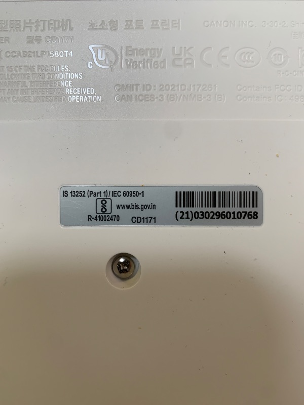 Photo 1 of Canon SELPHY CP1500 Compact Photo Printer White