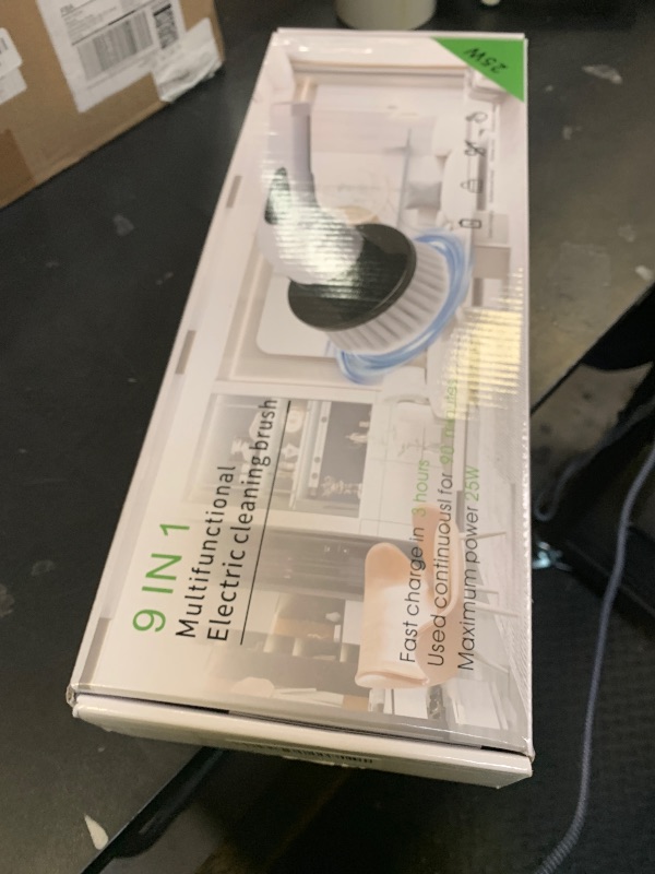 Photo 1 of Electric Spin Scrubber, Cordless Cleaning Brush with 8 Replaceable Heads, Five-Speed Power Scrubber with Adjustable Handle for Bathroom, Tub, Floor, Tile & Car – Clean Without Bending