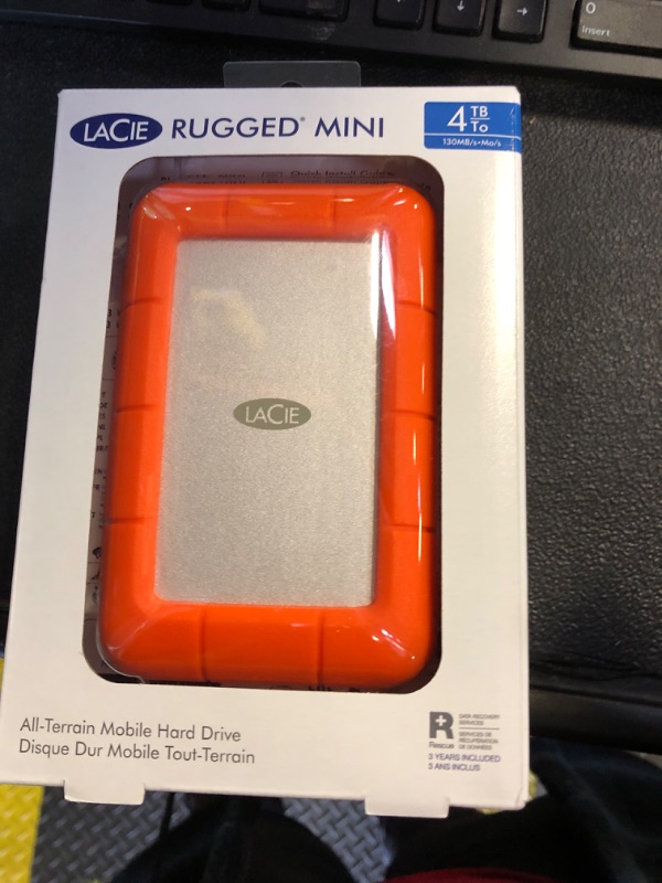 Photo 1 of LaCie Rugged Mini 4TB external hard drive 6.35cm (2.5") USB 3.2 Gen 1 (USB 3.0) Silver,Orange 90