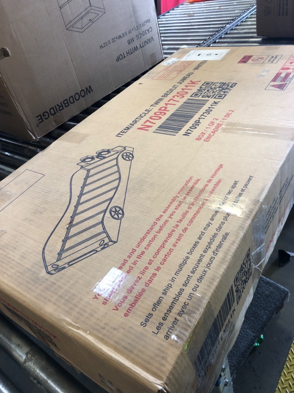 Photo 1 of MaiDeHaoo Twin Size Race Car-Shaped Platform Bed Frame with Wheels and LED Lights, Wood Kids Floor Bed Frame with Upholstered Backrest and Guardrails, No Box Spring Needed, White