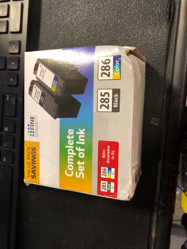 Photo 1 of Canon® PG-285 Black/CL-286 Tri-Color Standard-Yield Ink Cartridges, Pack Of 2, 6197C004