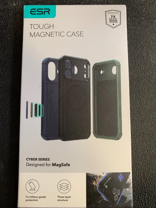 Photo 1 of ESR for iPhone 17 Pro Max Case, 7X Military-Grade Drop Protection, Shock-Absorbing Rugged Cover with Camera Control Button, MagSafe Accessories Compatible, Cyber Series, Navy Blue