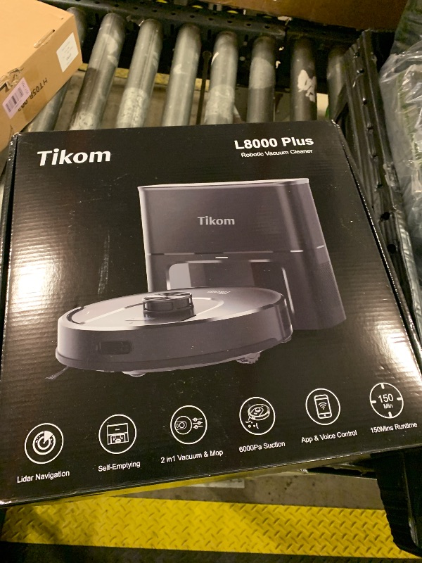 Photo 1 of Tikom Robot Vacuum and Mop, 6000Pa Robotic Vacuum Cleaner with Self-Emptying Base, 90 Days Capacity, LiDAR Navigation, Home Mapping, Ideal for Pet Hair, Hard Floors, Carpet (L8000 Plus)