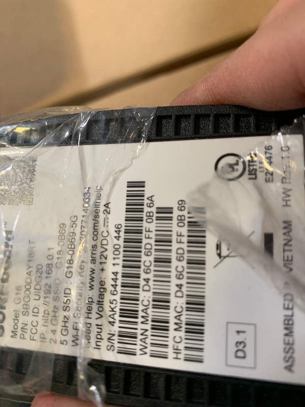 Photo 1 of Arris (G18) - Cable Modem Router Combo - Fast DOCSIS 3.1 Multi-Gigabit WiFi 6 (AX1800), Approved for Comcast Xfinity, Cox, Spectrum & More