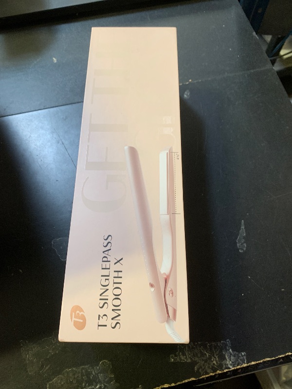 Photo 1 of T3 SinglePass Smooth X Professional Flat Iron with Extra-Long Ceramic Plates for Faster Styling, 9 Heat Settings for All Hair Types, For Straightening, Curling, and Waving