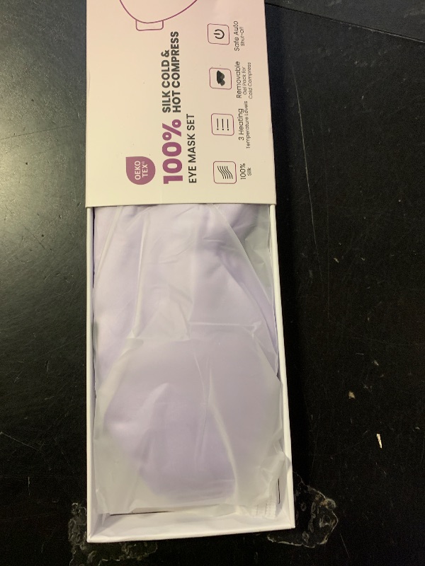 Photo 1 of 100% Silk Wireless Heated Eye Mask with Cooling - 3 Heat Settings, for Dry Eyes, Puffiness & Dark Circles - Adjustable, Washable, Travel-Friendly (Purple).
