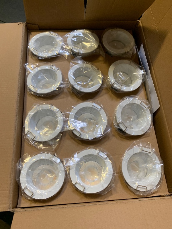 Photo 1 of Adetu 2 Inch 5CCT Anti-Glare LED Downlight with Junction Box, 2700K/3000K/4000K/5000K Selectable, CRI90+, 8W COB, 840LM, IP65 Waterproof, Dimmable-ETL and Energy Star Certified (White,12 Pack)