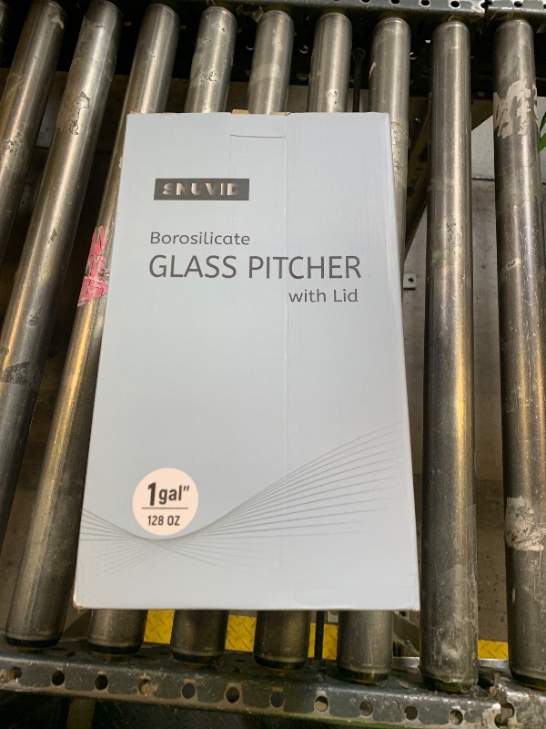 Photo 1 of 1 Gallon thickened Glass Pitcher with Lid and Spout, Borosilicate Glass Carafe for Hot/Cold Drink, Water Pitchers for Fridge, Extra Large Jug with Handle for Iced Tea, Coffee,Juice,Homemade Beverage