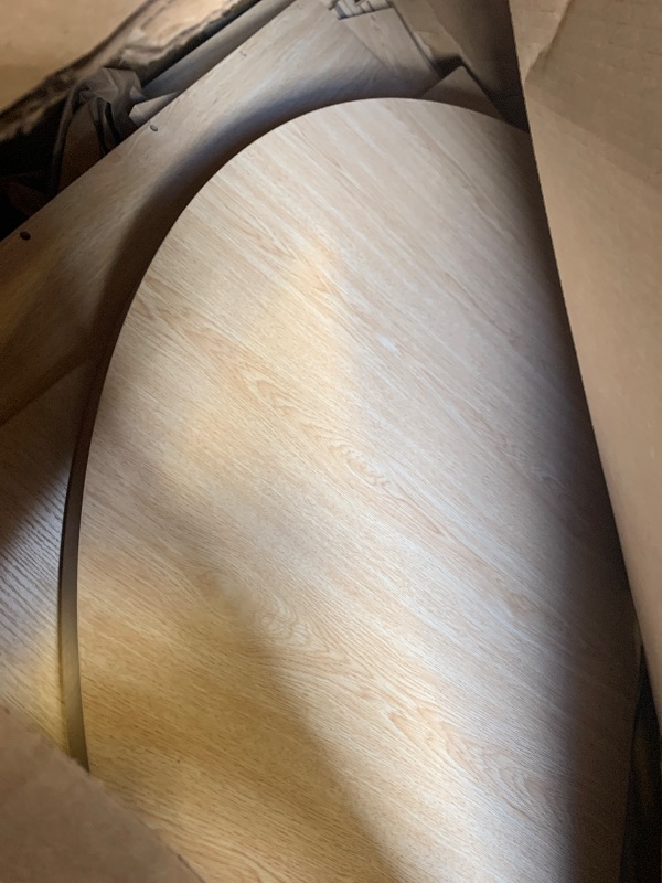 Photo 1 of Jocoevol 47?–63? Extendable Round Dining Table for 4–8 with Dust-Proof 2-Tier Storage Shelf Space-Saving Expandable Dining Room Table Wood Oval Circle Dining Table with Pedestal Base (Natural)