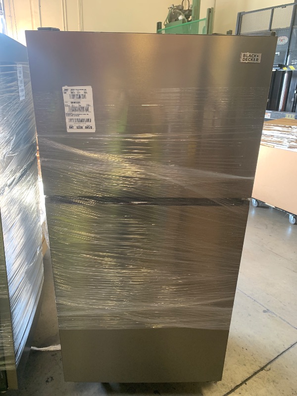 Photo 1 of BLACK+DECKER 20.1 Cu. Ft. Top Mount Refrigerator with Freezer, 2 Door Fridge with Top Freezer and Adjustable Temperature Control, Full Size Kitchen Refrigerator, ENERGY STAR, BR2010JS, Stainless Look