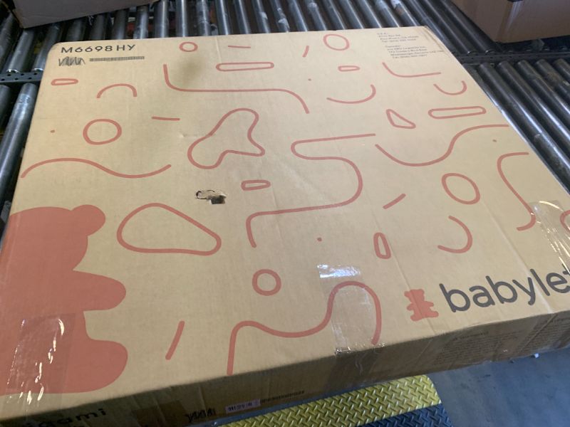 Photo 1 of Babyletto Origami Mini Portable Folding Crib with Wheels in Grey, 2 Adjustable Mattress Positions, Greenguard Gold Certified