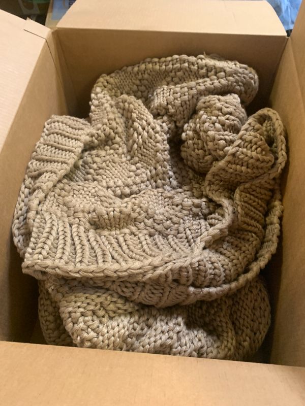 Photo 1 of *Minor Damage* Anysay Knitted Weighted Blanket for Adult, Chunky Knit Weighted Throw for Sleep 60"*80" 20lbs, Cooling Breathable Machine Washable Fall Heavy Blanket for Room Decor (Beige, Queen)