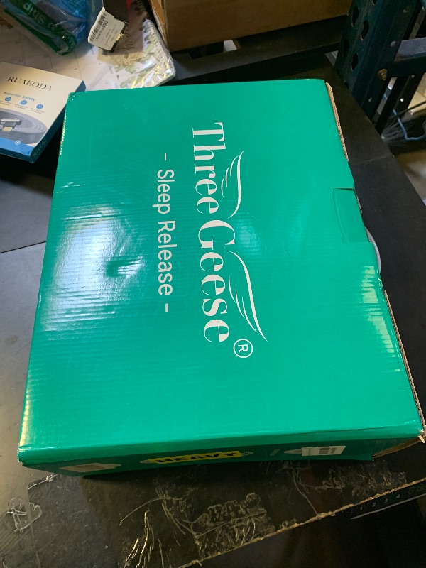 Photo 1 of Three Geese Pinch Pleat Waterfowl Feathers and Down Comforter Queen Size Duvet Insert, 1200TC 100% Cotton Fabric, Premium All Seasons BlackGrey Warm Hotel Comforter with 8 Tabs.