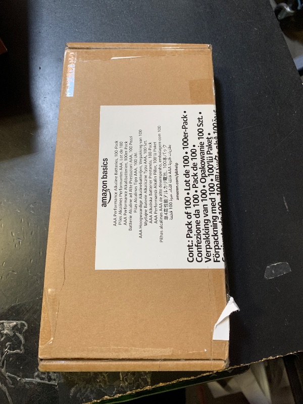 Photo 1 of Amazon Basics AAA Alkaline High-Performance Batteries, 1.5 Volt, 10-Year Shelf Life, 100 Count (Pack of 1)