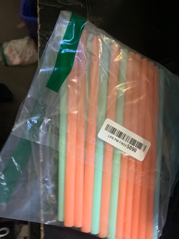Photo 1 of 100 Pcs Colorful Plastic Long Disposable Drinking Straws. (0.23''diameter and 10.2"long)