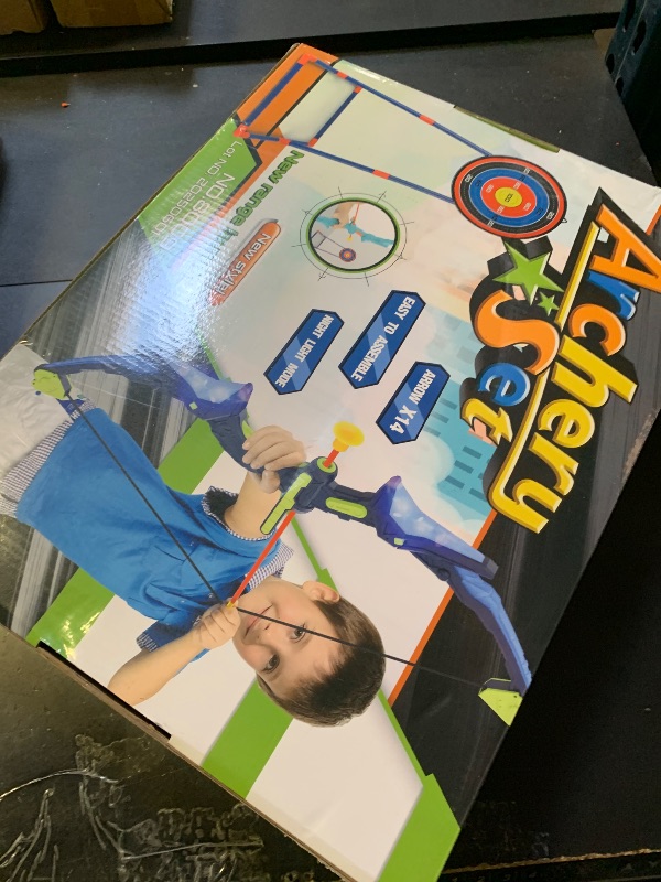 Photo 1 of Kmuxilal 2 Pack Kids Bow and Arrow Set with LED Flash Lights, 14 Suction Cup Arrows and Fluorescence Standing Target-Perfect Indoor and Outdoor Game Archery Set Toy Gift for 4 5 6 7 8-12 Year Old Boys