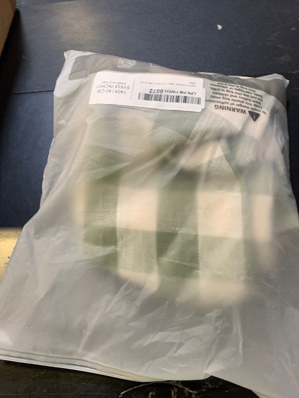 Photo 1 of Laolitou Spring Checkered Tablecloth Square Washable Heavy Duty Buffalo Plaid Table Cloth with Tassel Cotton Linen Gingham Table Cover for Spring Picnic Kitchen Dining Room, Green, 55 Inch