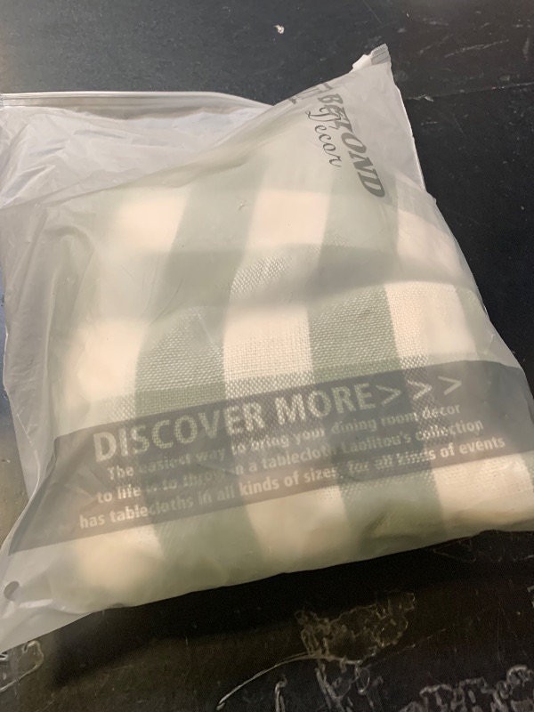 Photo 1 of Laolitou Spring Checkered Tablecloth Square Washable Heavy Duty Buffalo Plaid Table Cloth with Tassel Cotton Linen Gingham Table Cover for Spring Picnic Kitchen Dining Room, Green, 55 Inch