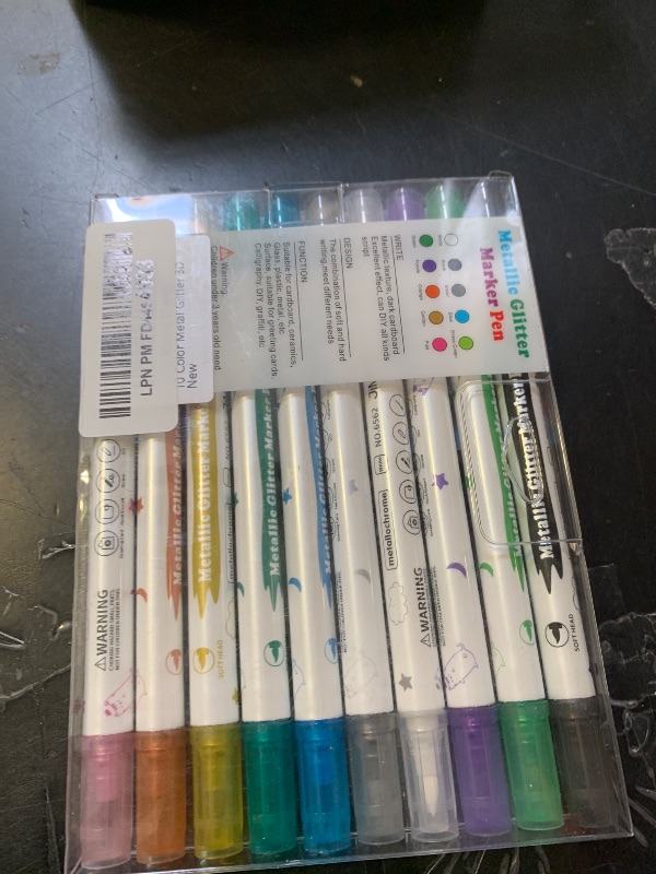 Photo 1 of 10 Color Metal Giltter 3D Nail Art Pens Set, Kalolary Double-ended Nail Point Dotting Pen Drawing Painting Liner Brush for DIY Nail Art Beauty Adorn Manicure Tools(G)