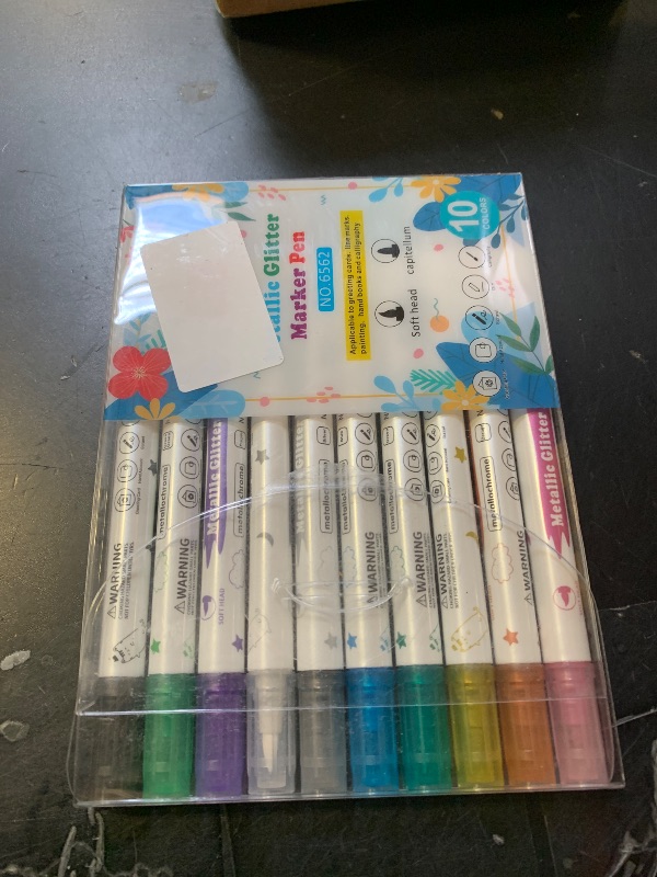 Photo 1 of 10 Color Metal Giltter 3D Nail Art Pens Set, Kalolary Double-ended Nail Point Dotting Pen Drawing Painting Liner Brush for DIY Nail Art Beauty Adorn Manicure Tools(G)