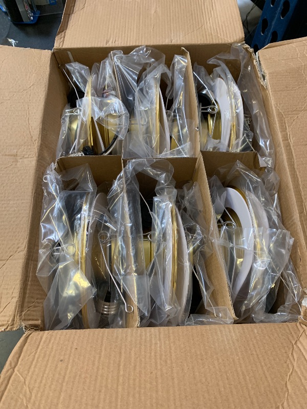 Photo 1 of ZYC Gold 6 Inch Retrofit LED?12 Pack 6" Dimmable Retrofit Downlights can Light,2700K/3000K/4000K/5000K/6000K Selectable, Damp Rated Can Lights, Baffle Trim, 15W 1200Lm(Gold, 6 inch)