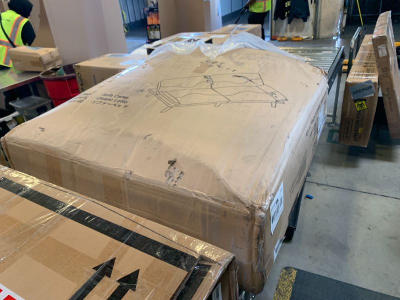 Photo 1 of Pipishell Futon Sofa Bed, Convertible Futon Adjustable Backrest & Armrests, Corduroy Sleeper Couch for Small Spaces, Living Room, Office, Guest Room (Asphalt Grey, 66 Inch)