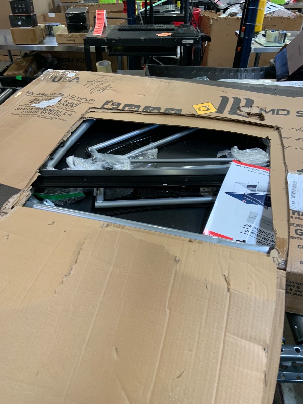 Photo 1 of MD Sports Table Tennis Set, Regulation Ping Pong Table with Net, Paddles and Balls (8 Pieces) - Blue and White