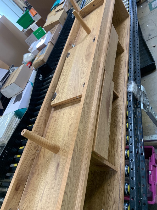 Photo 1 of Buytime 70 Inch Mid Century Modern TV Stand for 75 Inch TV, Wood Media Console with Fluted Sliding Doors and Drawers, Low Profile Entertainment Center for Living Room, Oak