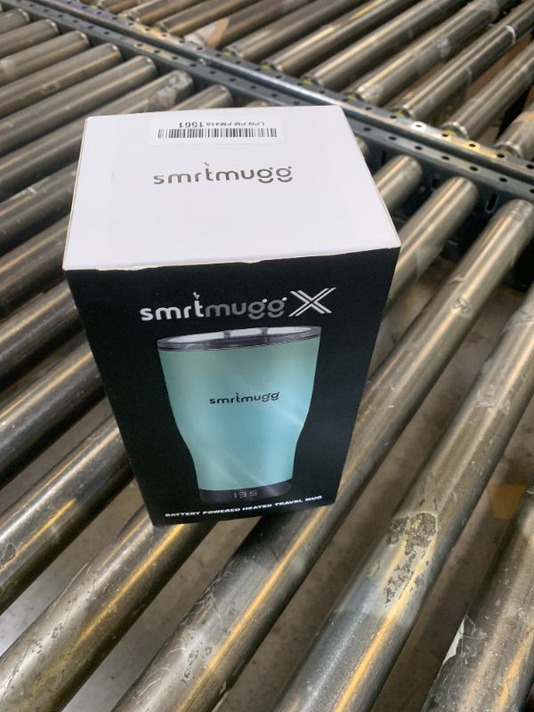 Photo 1 of SMRTMUGG X Heated Coffee Mug 19 oz., 8 Hour Battery Life, Self-Heating, Adjustable Temp Controlled, LCD Screen, Includes Cover with Magnetic Slider (Black) (Sage Green)