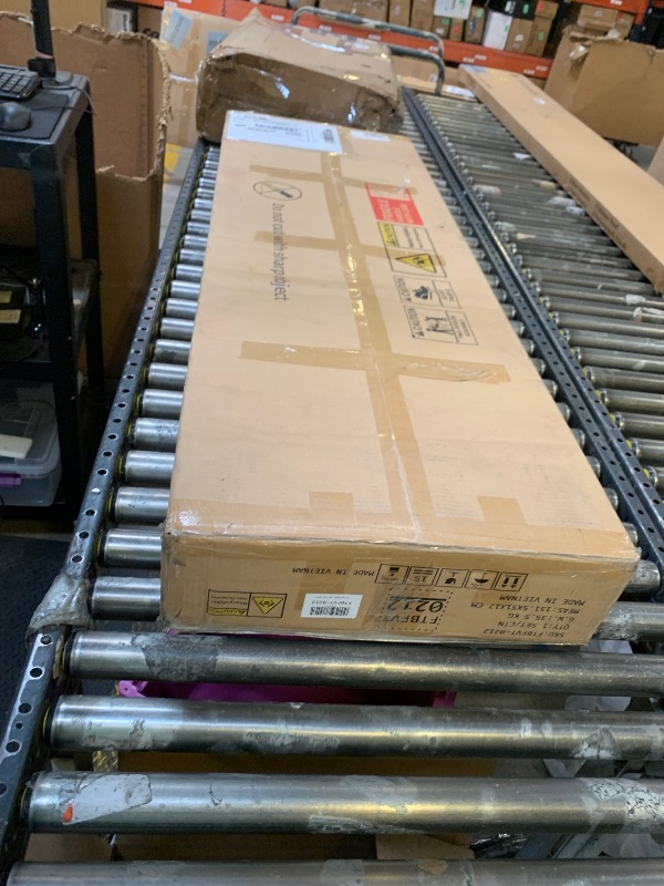 Photo 1 of DWVO 56.3" Makeup Vanity with LED Lighted Mirror, Large Vanity Desk with RGB Glass Cabinets, Open Shelving, Built-in Power Strip & Cushioned Stool