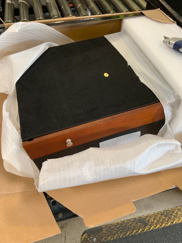 Photo 1 of boldworks Silverware Storage Box Silverware Chest Case for Silver Flatware with Lid Tarnish Proof Felt Lined Partition and Drawer Holds Service for 14 Includes Polishing Cloth