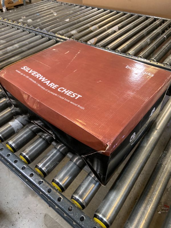 Photo 1 of boldworks Silverware Storage Box Silverware Chest Case for Silver Flatware with Lid Tarnish Proof Felt Lined Partition and Drawer Holds Service for 14 Includes Polishing Cloth