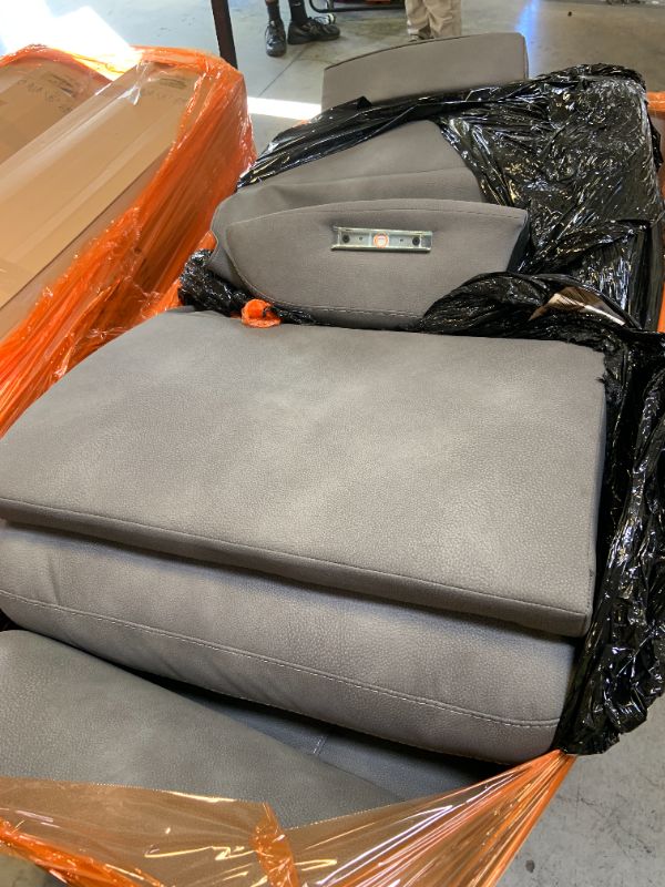 Photo 1 of Signature Design by Ashley Next-Gen DuraPella Power Reclining Sofa, USB, Extended Ottoman, Water Repellent Faux Leather, 80" W x 42" D x 42" H, Slate Gray